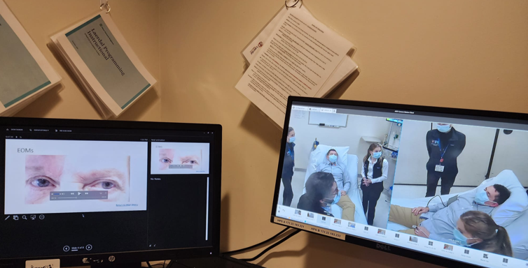 Simulation monitoring setup with multiple screens